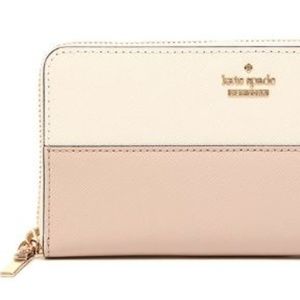 KATE SPADE - Long Wallet - White/Pink/Beige